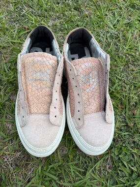 P448 pythom pink Suede Slip-On Sneakers with Textured Tongue